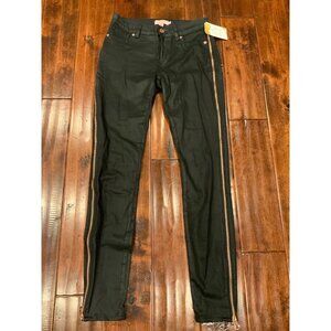 Ted Baker Black Coated "Modey" Side Zip Skinny Jeans, Size 26